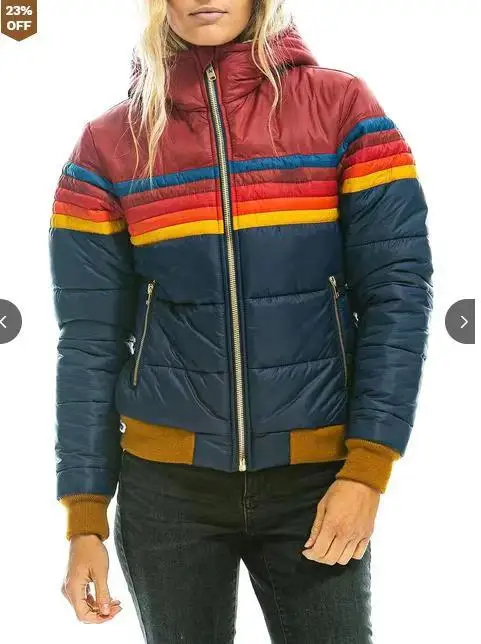 Women's Casual Winter Coat national aviator Warm Coat woman Pullover Cotton Clothes sports for couples Rainbow Printed Coats