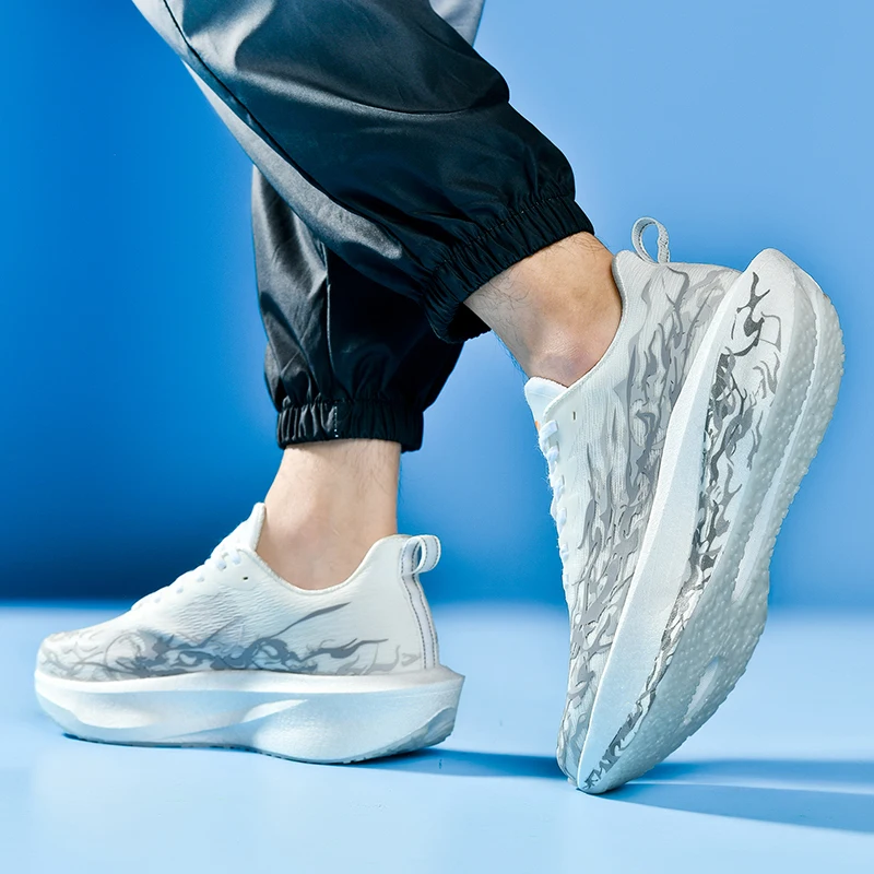 Men Sports Running Shoes Casual Marathon Carbon Plate Breathable Lightweight Women's Fluorescence Athletic Nonskid Sneakers