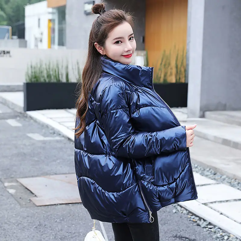 Womens Glossy Leave-on Parka Padded Jacket Winter Cropped Jacket Coat Warmth Free Shipping Cheap Wholesale Snow Clothing Korean