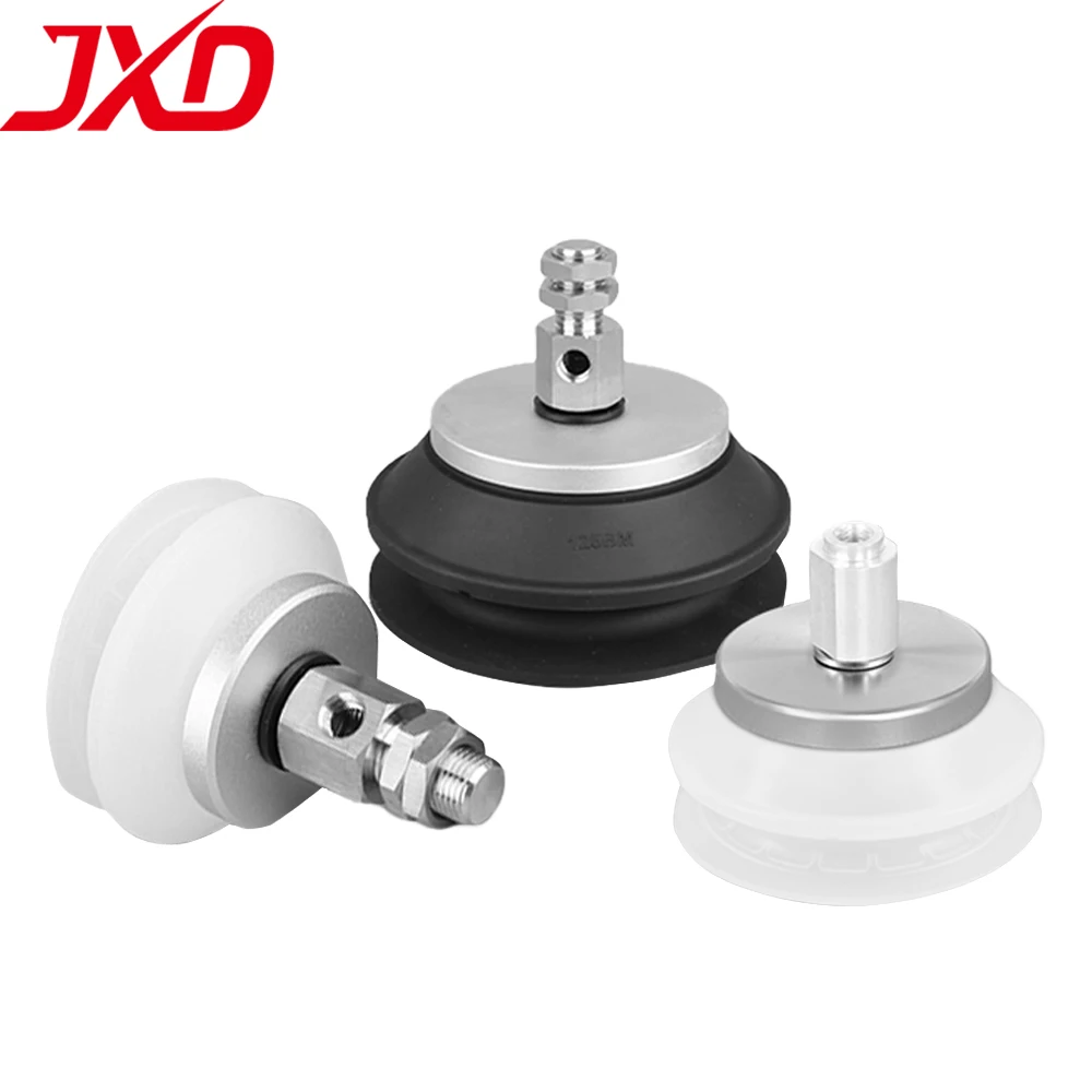 JXD ZP3E-Y32/50/100BMS Heavy Duty Vacuum Sucker, White Silicone 3-Layer Pneumatic Suction Cup for Industrial Robot Manipulator
