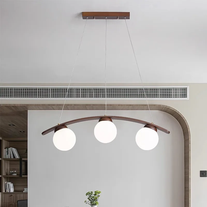 

Chandelier Restaurant Light Dining Room Light Solid Wood Fashion Modern Bar Desk Study Log Black Walnut Lighting