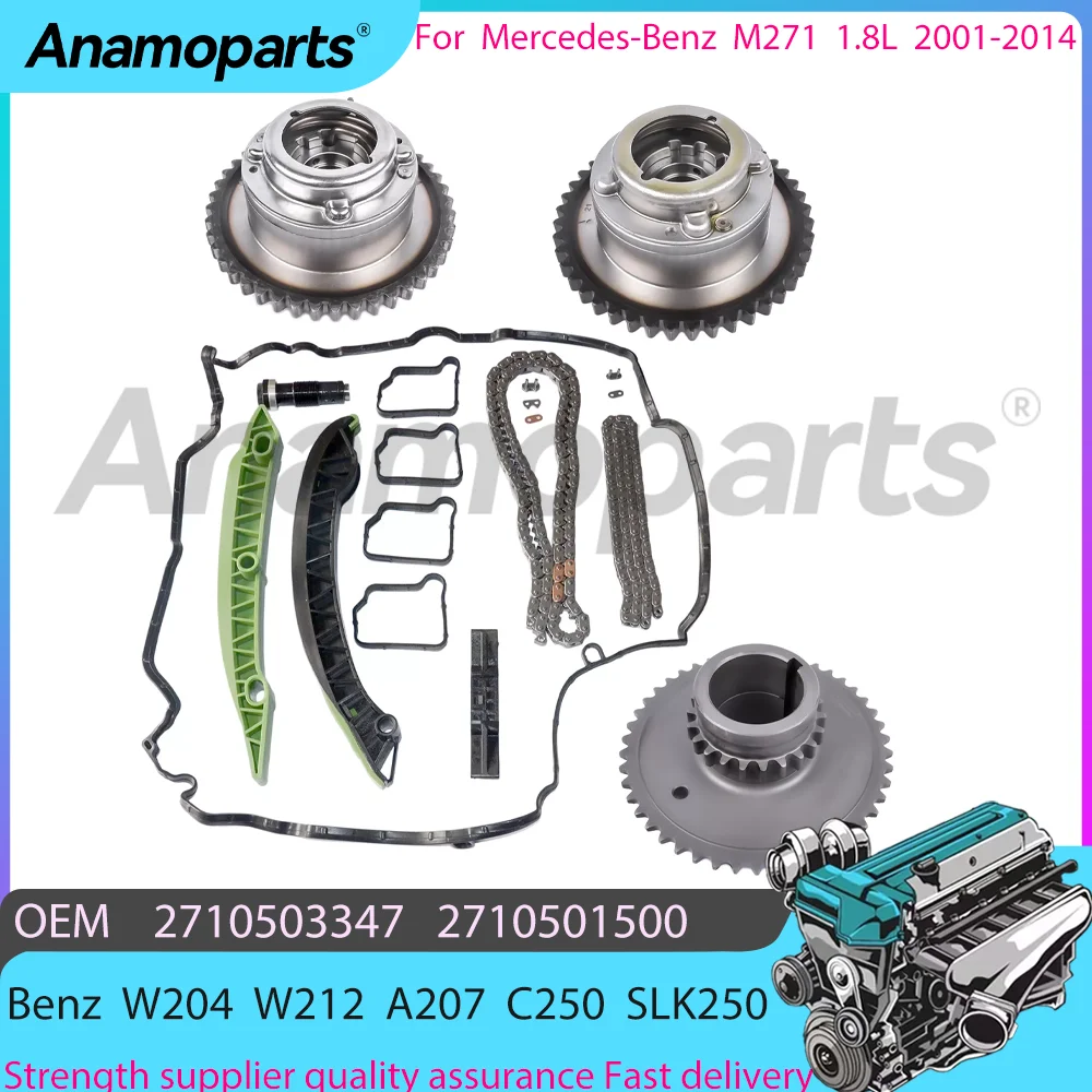 Camshaft Gears & Timing Chain Kit for 2001-2014 M271 Engine Mercedes-Benz W204 W212 A207 C250 SLK250 SLK200 1.8L 2710501400