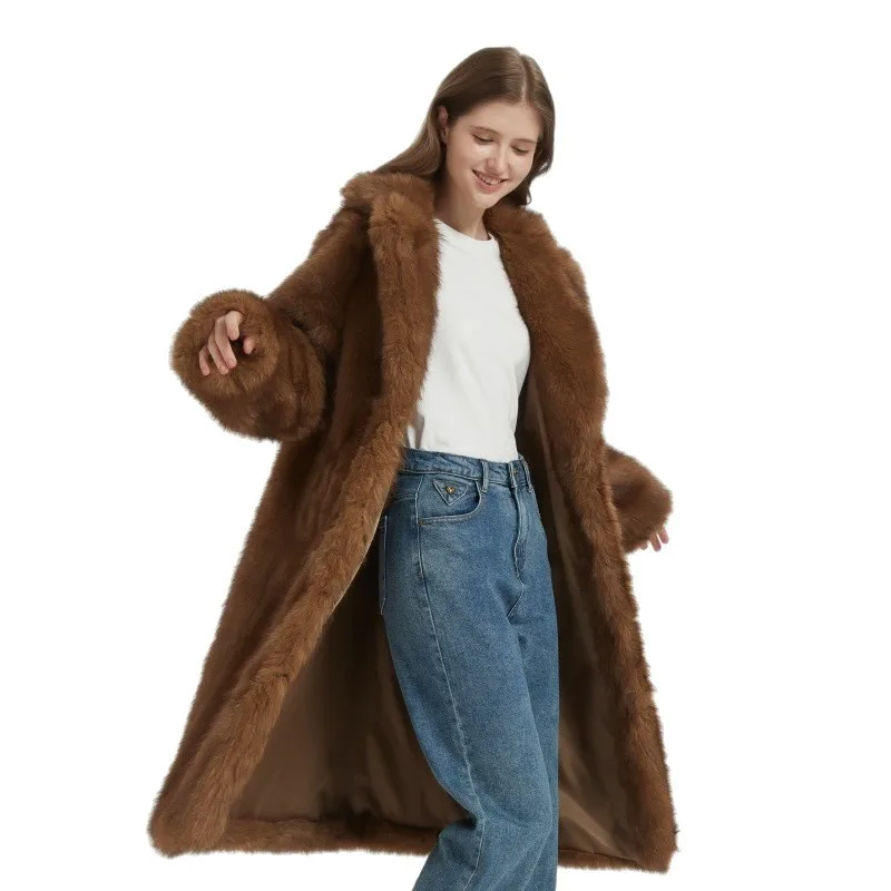 2025 herbst Winter frauen Lange Faux Pelzmantel Einfarbig Eco Pelzmantel Jacke Für Weibliche Slouchy-Stil dame Gefälschte Pelz Jacke