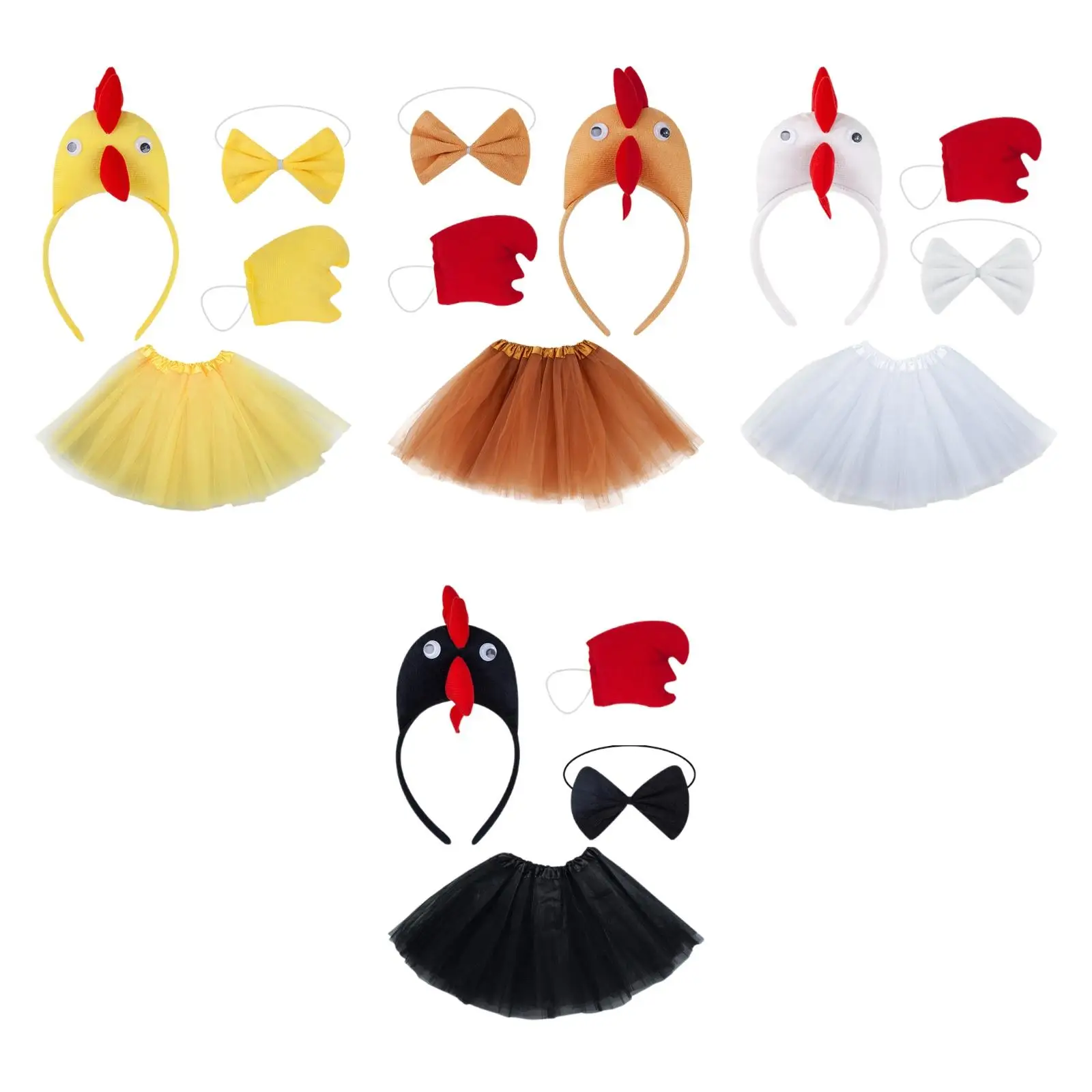 Déguisement de poulet pour filles, avec queue de nœud papillon, Costume d'animaux de ferme, jupe en Tulle pour vacances, Thanksgiving, Cosplay Halloween