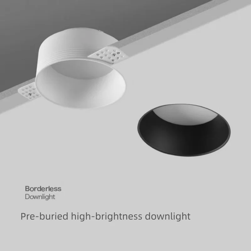 LED Pre-buried Downlight Embedded Minimalist Anti-Glare Living Room Bedroom Ceiling Ultra-Thin Frameless No Main Light