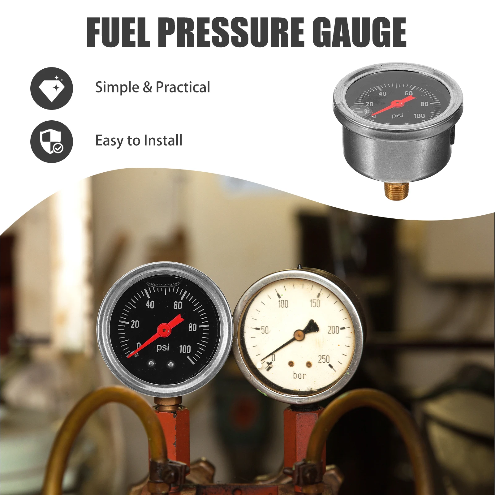 

Face Car Fuel Test Meter Gas Pressure Test Diagnostic Tool Repair Fuel Pressure Gauge Gauge Accessory