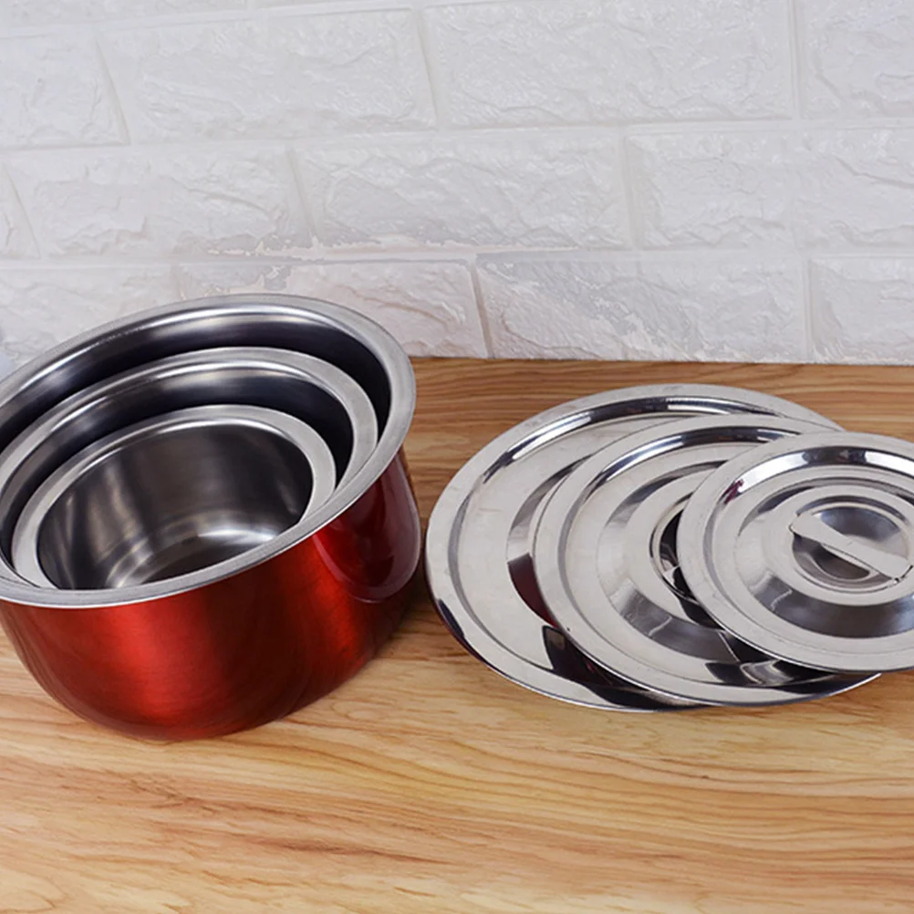 

3Pcs Stainless Steel Soup Bowls Colorful Large Capacity Stackable Kitchen Mixing Salad Rice Vegetable Seasoning Container Rust