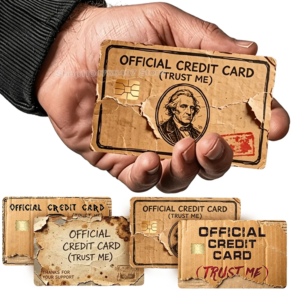 Funny Cardboard Credit Card Skin Stickers for Bank Bus Metro Credit Cards Novelty Waterproof Anti-Scratch Sticker Cover Decor