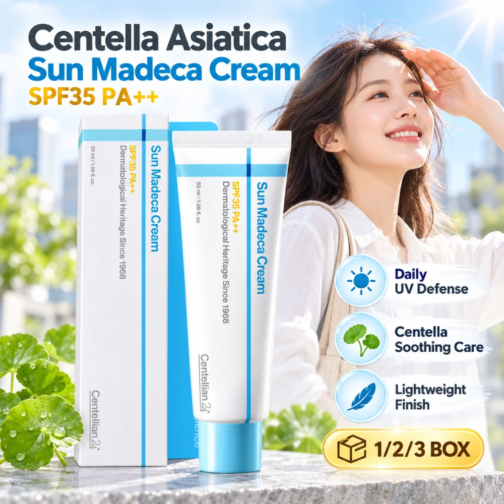 Centella Asiatica Sun Madeca Cream 50ml SPF35 PA++ Facial Sunscreen Hydrating Soothing Lightweight Formula for Sensitive Skin