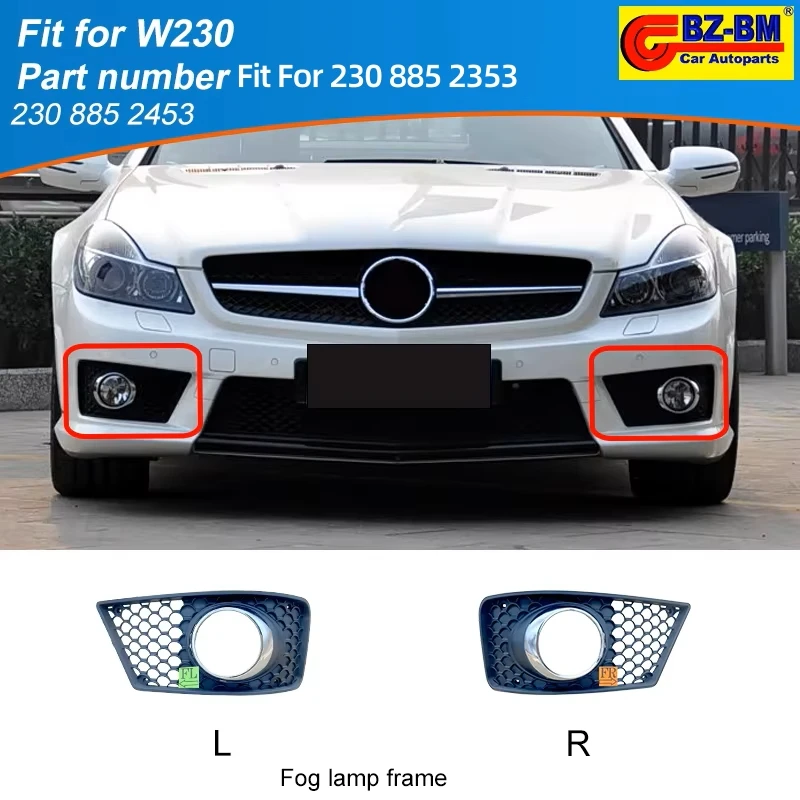 Front Bumper Bonnet Grille Fog Light Cover Protection Frame OME Fit For 2308852353 2308852453 W230 Car Wind Network