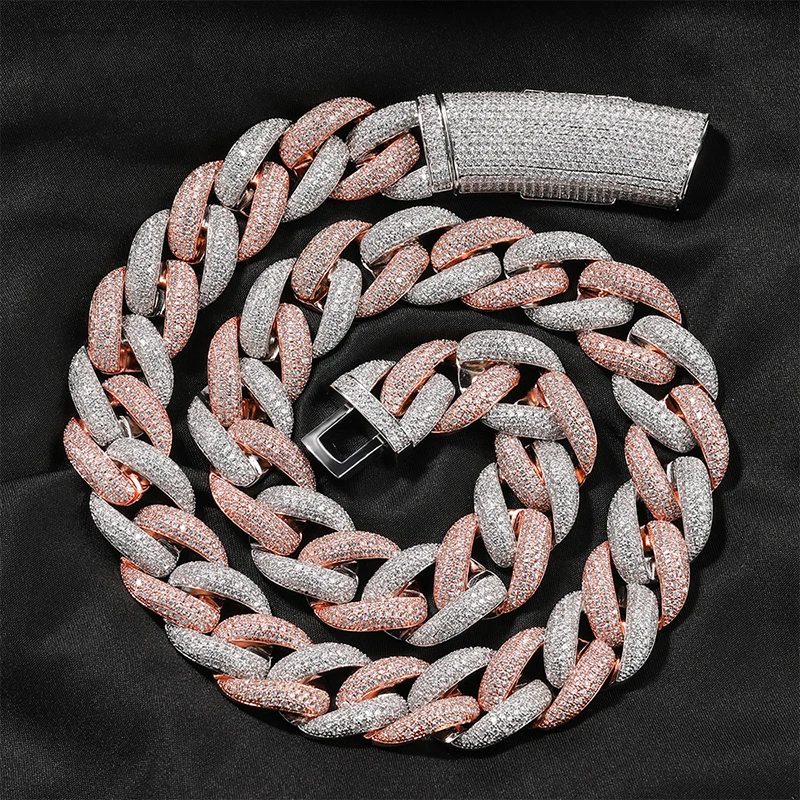 

Хип-хоп цепочка-колье с крупными круглыми звеньями 20 мм, двухцветная, с инкрустацией CZ-камнями 5А+, для мужчин, в стиле рэперских украшений