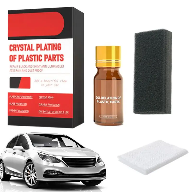 1 Set 10ml/30ml Car Plastics Parts Crystal Plating For Instrument Panels Sponge Auto Refresher Agent