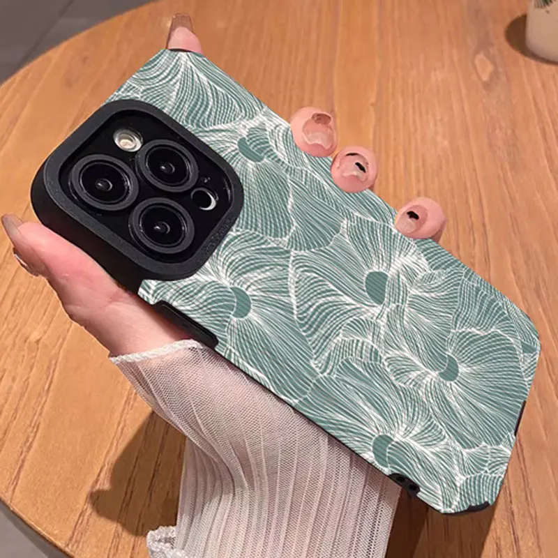 Green Stripes Phone Leather Case For Samsung Galaxy S24 S23 S22 Ultra Plus S20 FE A55 A53 A52S A52 54 14 33 13 34 32 73 72 Cover
