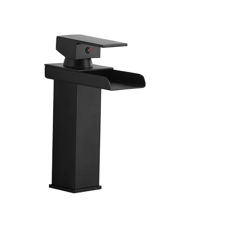 

*Waterfall faucet black hot and cold countertop basin bathroom household wash basin basin faucet