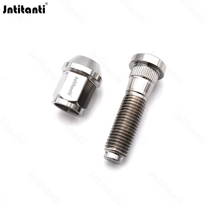 Jntitanti  Gr5 Titanium wheel  rim Lug Nuts and Wheel Stud screws M12x1.25x55mm and M12x1.25x27mm nut for NIssan Suzuki