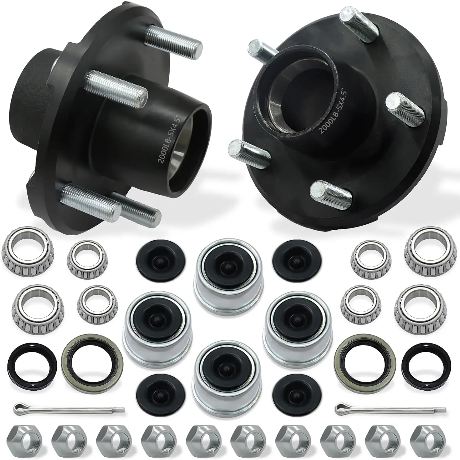 

2 Sets 2000lb Trailer Hub Kit for 5x4.5 Bolt Pattern, Fits Straight Spindle Trailers