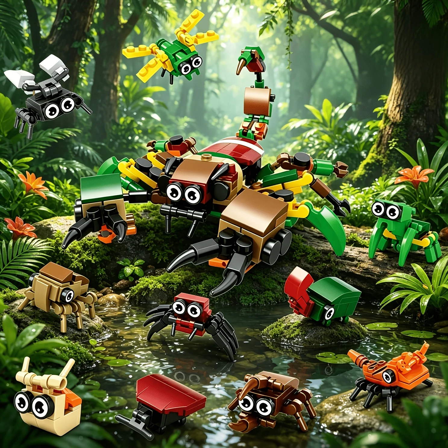 10-in-1 Versatile Insect Building Blocks, Creative Play with Different Styles. Bright Colors. The Building Process Exercises Children's Hands-On Skills, Logical Thinking, and Concentration, Making It an Ideal Gift for Birthdays and Holidays. The Play Options Are Rich, Allowing for Separate Play or Transformation into a Large Scorpion Model, Satisfying Children's Diverse Assembly Fun. Safe Materials, Play with Confidence, Stimulate Imagination, and Create a Wonderful Insect World for Children.