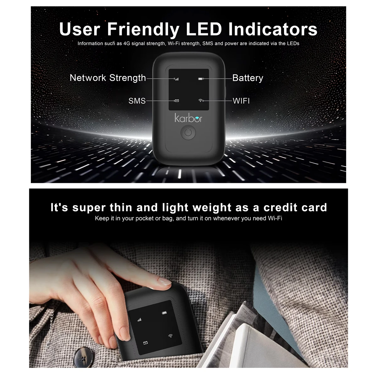 Karbor المحمولة WiFi6 4G LTE موبايل هوت سبوت اللاسلكية شاشة ملونة صغيرة 300Mbps موزع إنترنت واي فاي MiFis الصين موبايل واي فاي 6 راوتر