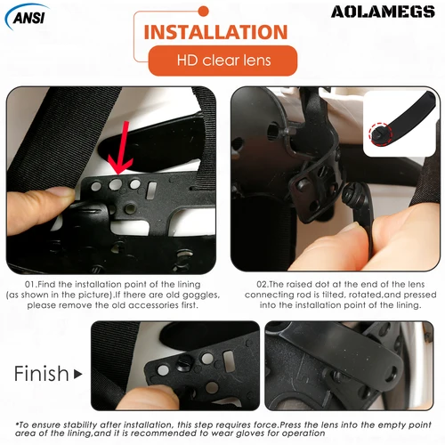 Imagen 2 del producto Accesorios de repuesto para gafas integradas para casco de seguridad modelo Aolamegs SF06 CR08 con certificación ANSI y CE