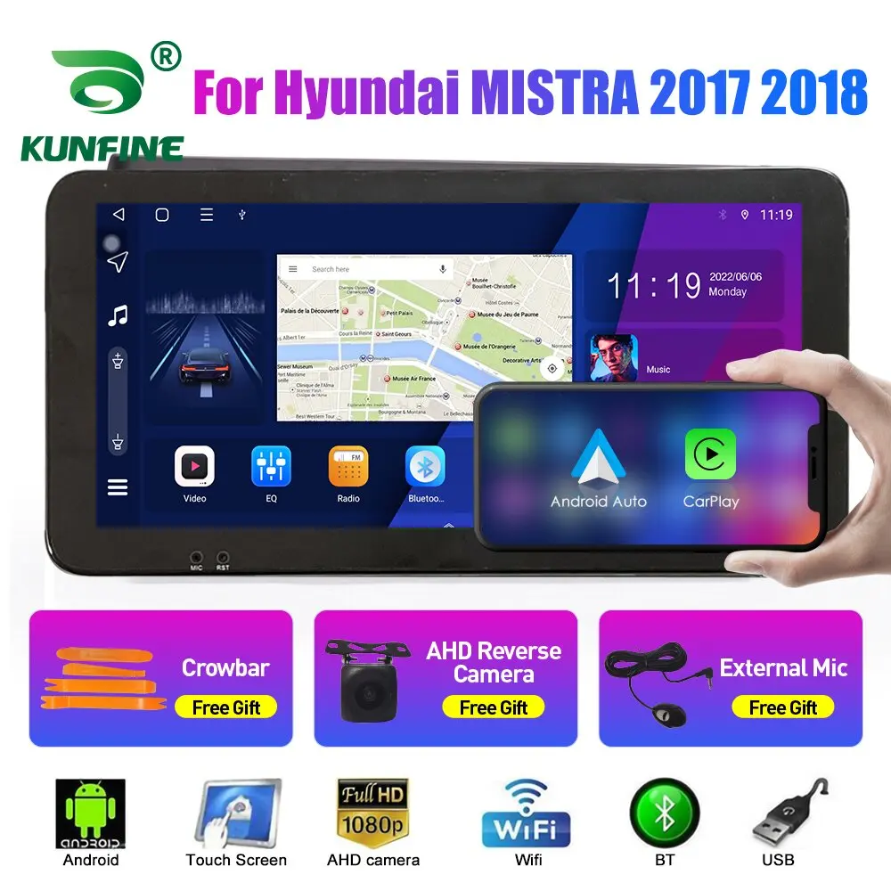 

10,33-дюймовый автомобильный радиоприемник для Hyundai MISTRA 2017-18 2Din Android, восьмиядерный автомобильный стерео DVD, GPS-навигатор, плеер QLED, экран Carplay