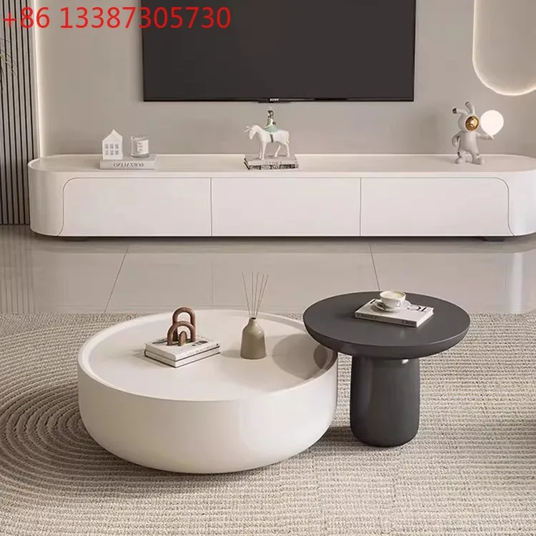 

Круглый кофейный столик Wabi Sand Cream Wind из сланца для гостиной, минималистичный, легкий люкс, современный, простой дизайн