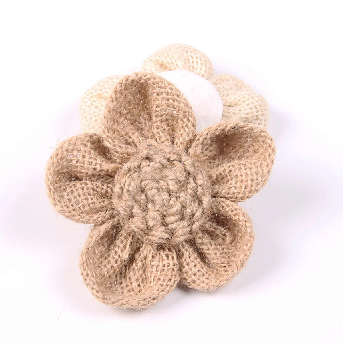 

6pcs Burlap 5-petaled Flowers Jute Wedding Decor Rustic DIY Christmas Tree Decoration Hessian Handcraft Party Supplies