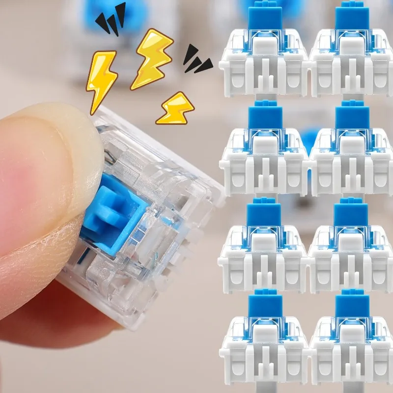 Mechanical Switch Fidget Keyring Funny Click Button Keycap DIY 3D Print Emit Light Handmade Blue Axis Creative Keyboard Supplies