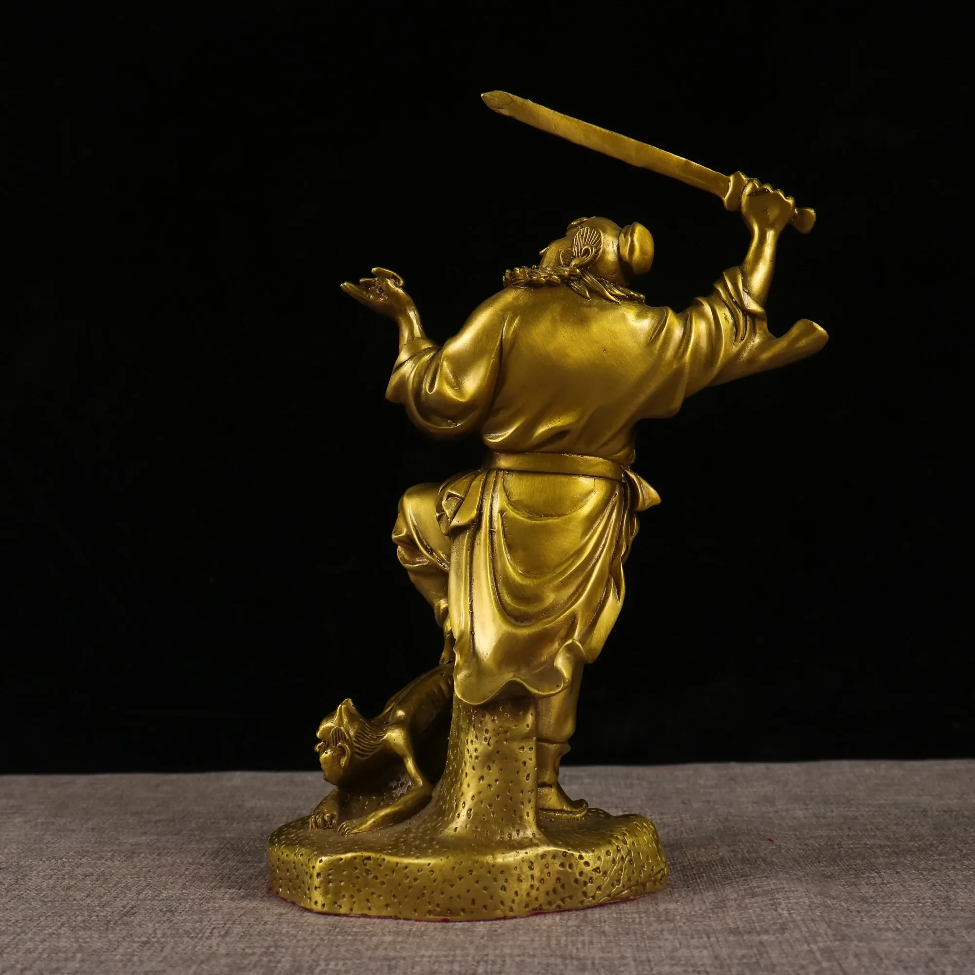 Chinese Pure Brass Zhong Kui ChungKuel God Catch Demon Statue