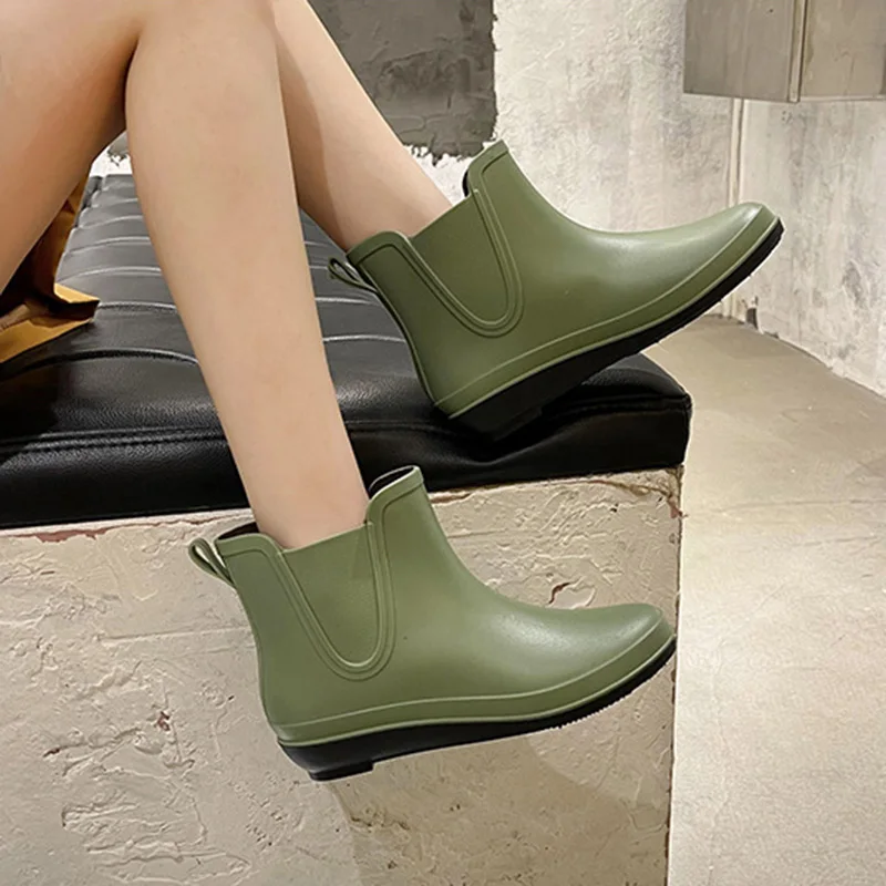 Rain Boots Ladies Non-Slip Fashion Short Boots Women 2023 Fashion Outdoor Non-Slip Outer Round Toe And Ankle Boots Women\'s Shoes