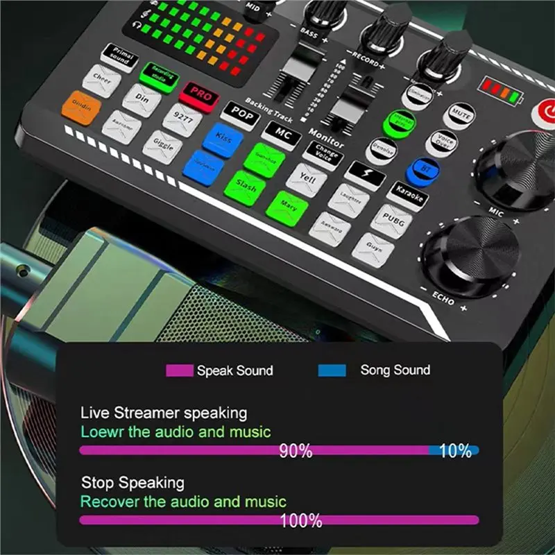 Portable F998 For Live Sound Card Audio Mixer 2-Pack For Podcast For Live Streaming, Recording, Gaming Audio Interface