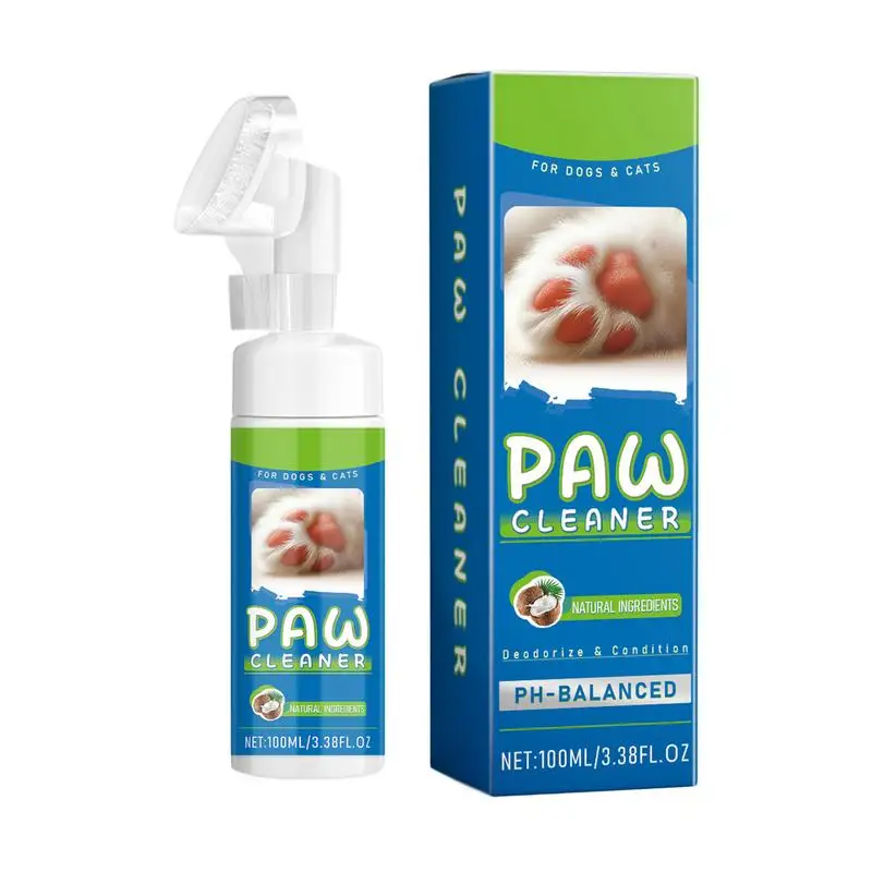 Dog Paw Cleaner No Rinse 100ml Pet Foot Cleaning Foam Spray Foaming Cleanser Gentle Foaming Paw Cleanser Cat Paw Cleaner For