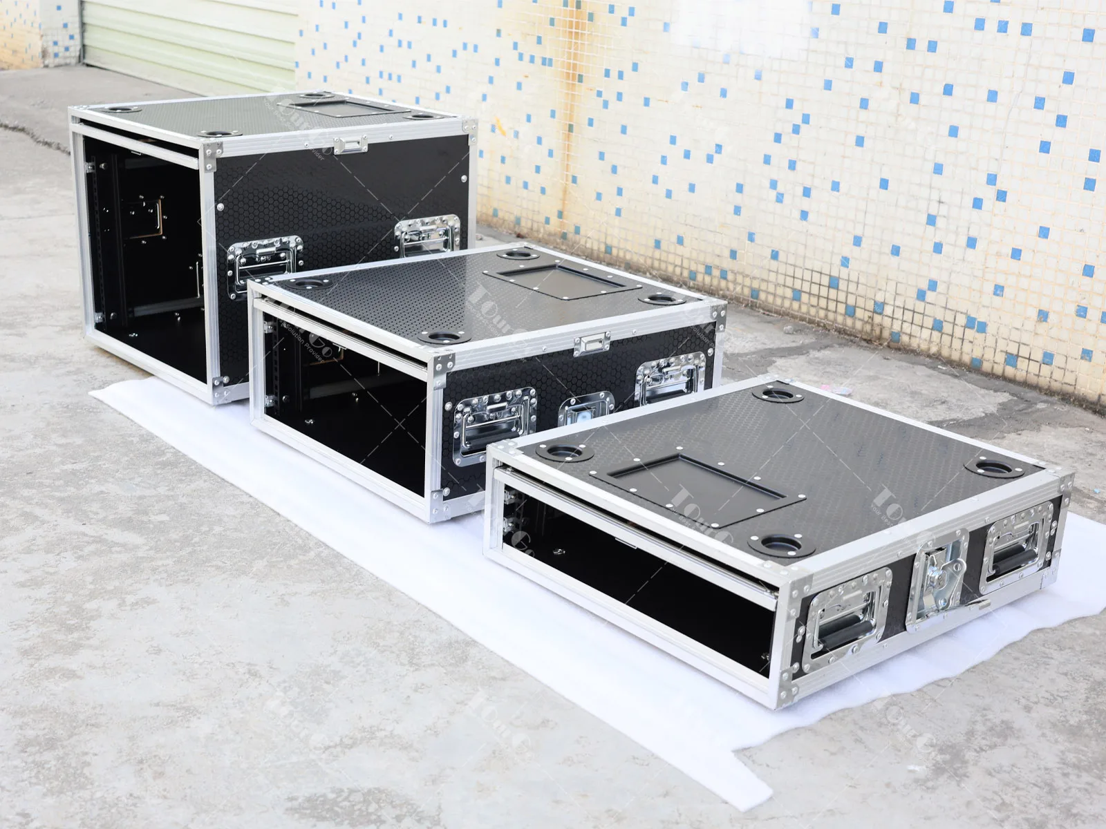 19 polegadas 2U 4U 8U Rack Road Case Slam Door Rack Casos Porta Deslizante Flight Case com Rodízio