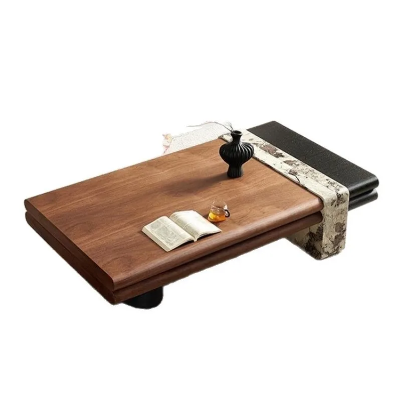 Medieval retro Italian rectangular solid wood coffee table, minimalist modern small apartment tea table in the living room