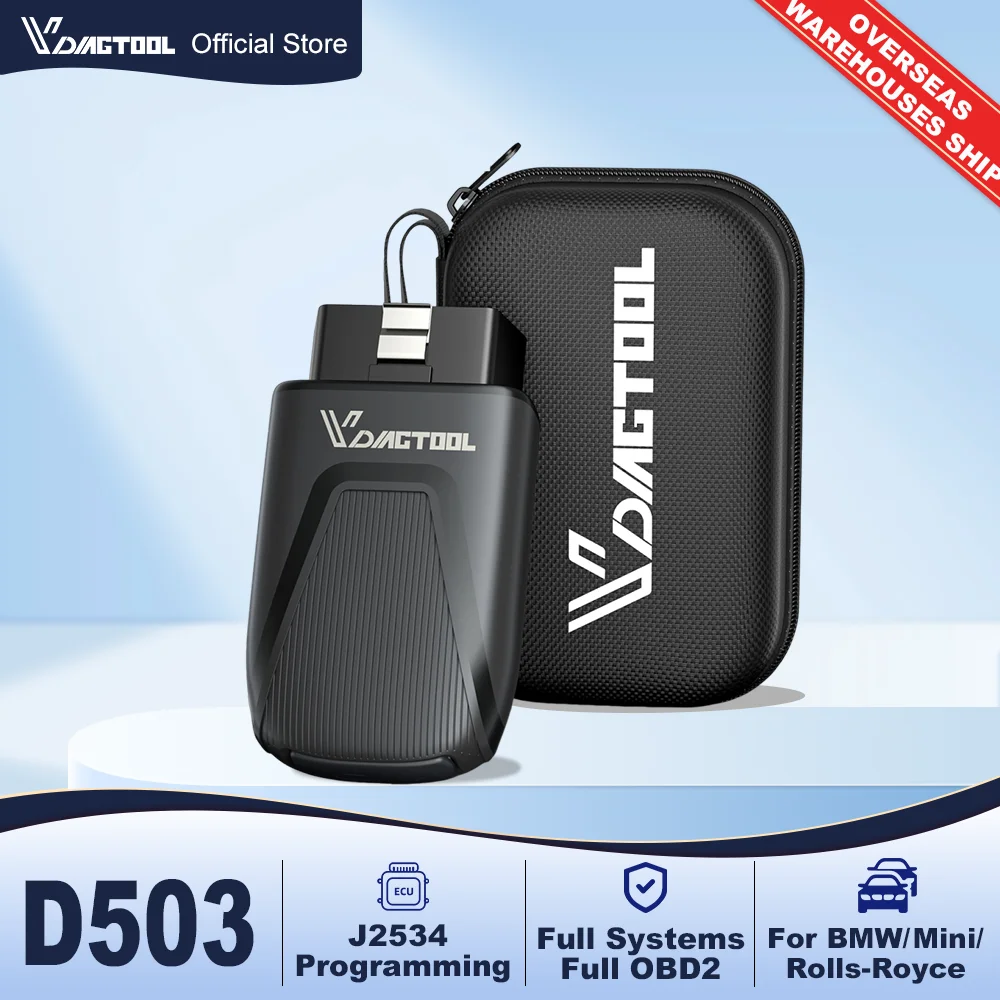 

Диагностический сканер VDIAGTOOL D503 для BMW OBD2, инструмент для программирования J2534, автомобильная диагностика для BMW/Mini/Rolls-Royce, 27+ функций сброса, бесплатные обновления