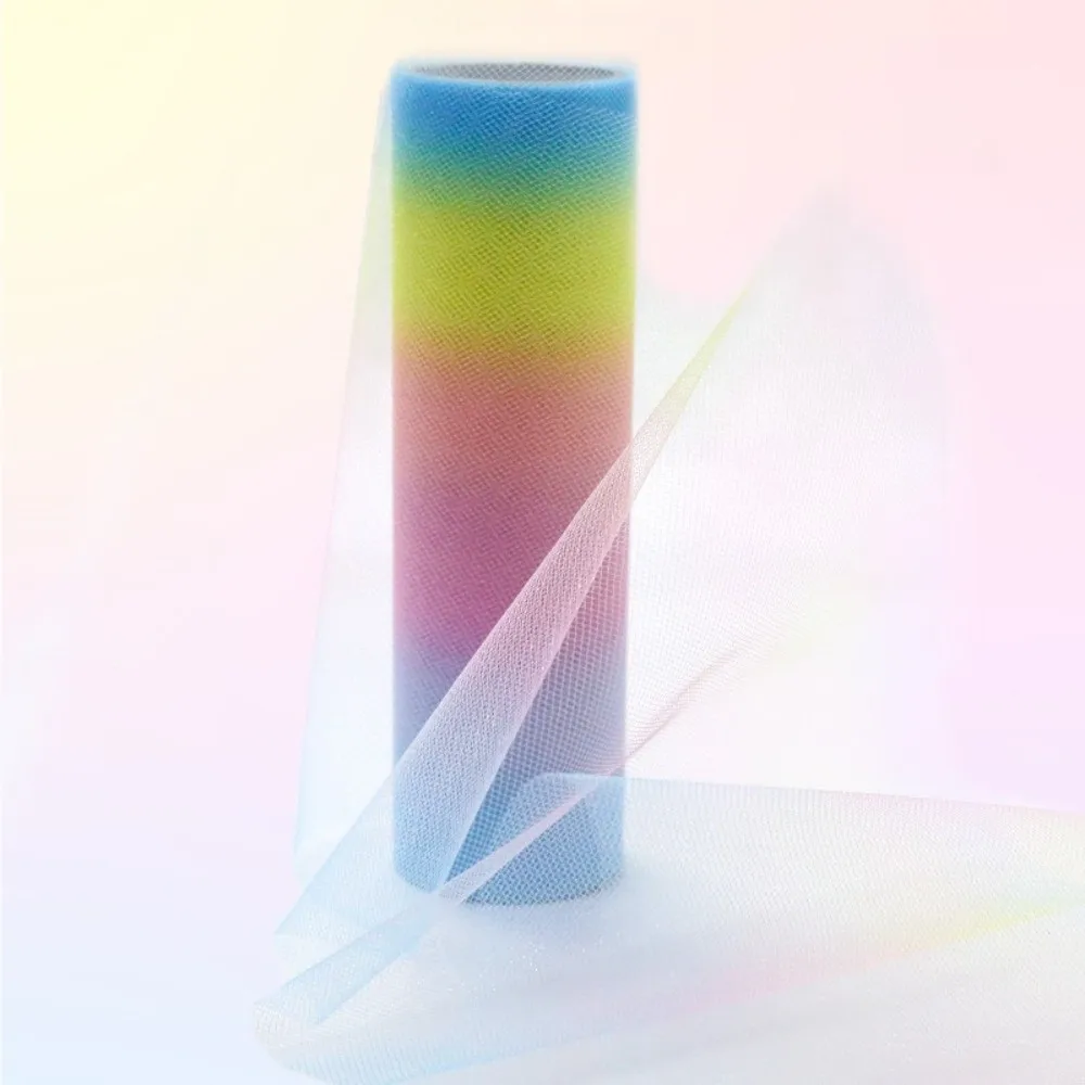 15cmX10Y Gradient Rainbow Tulle Roll Soft Mesh Roll Color Shift Glitter Tulle Shimmer Flash Holographic DIY Dress Mesh