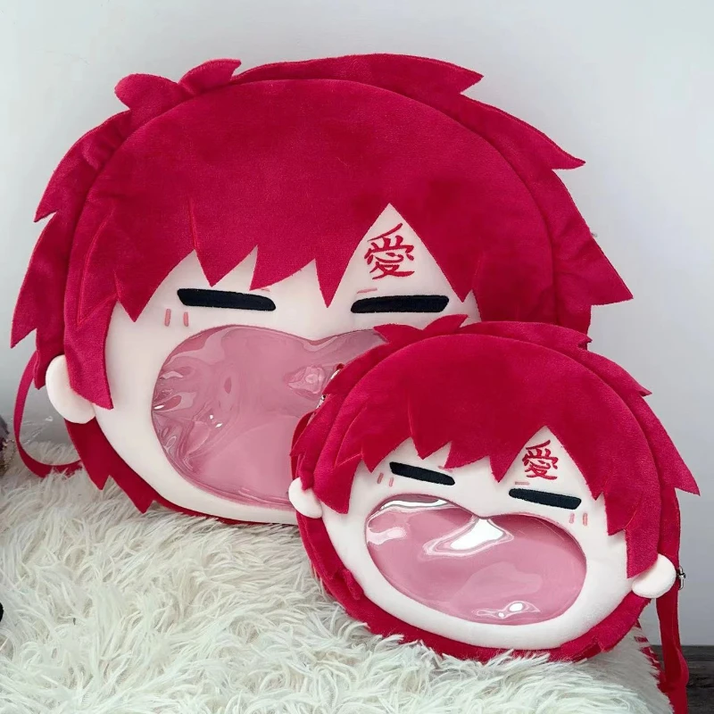 Japan Anime Gaara Itbag Kawaii Big Face Cosplay Lolita Women Shoulder Bags Plush Backpack Funny Wallet Decor Props Cute Gift Bag