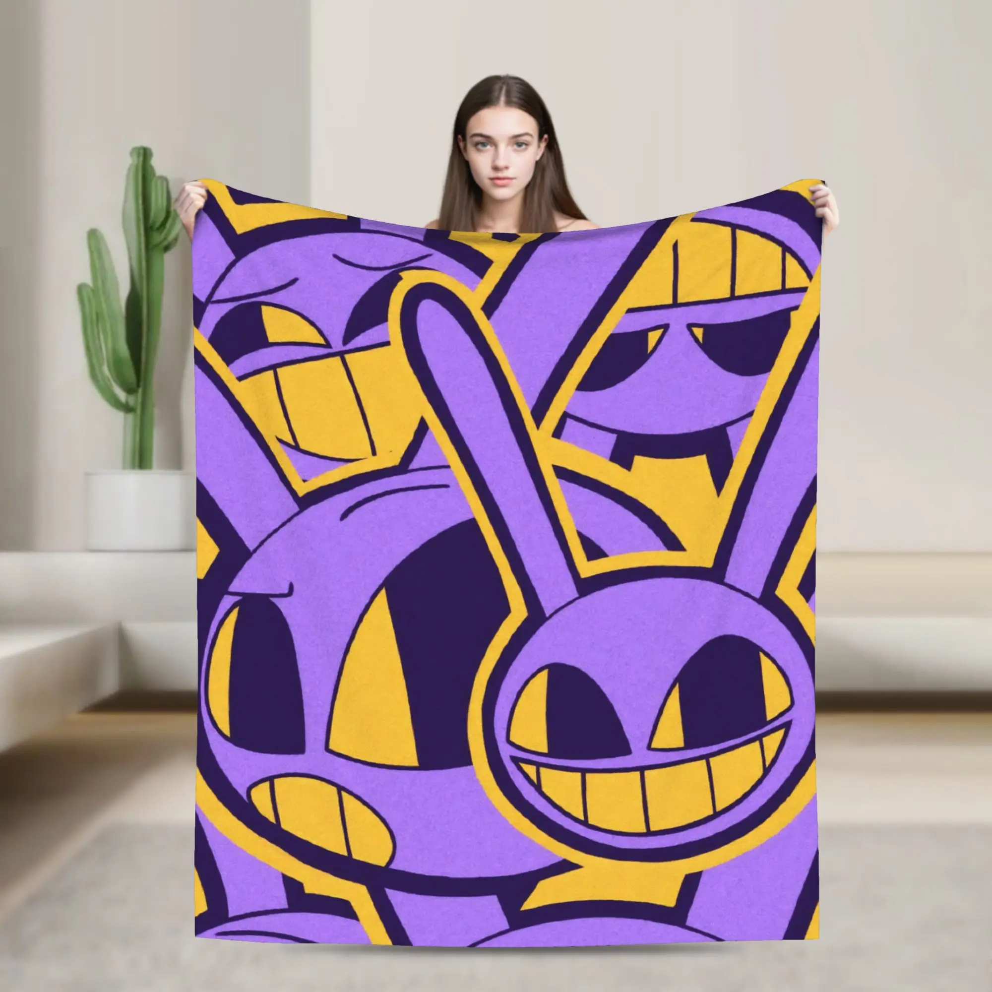 J-Jaxs Purple Rabbit Blankets Velvet  Super Warm Throw Blanket for Outdoor Travel Bedroom Quilt