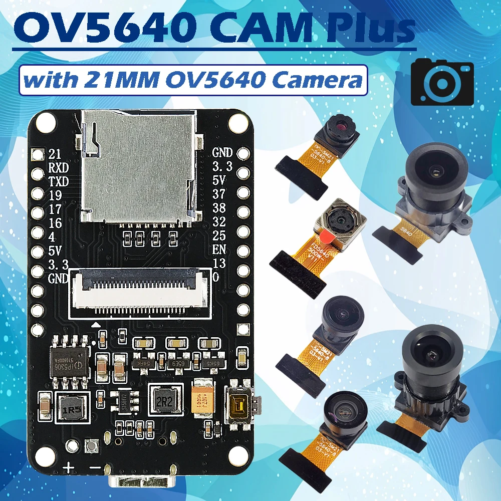 OV5640 ESP32-CAM Camera Module with 21MM Camera Kit 2.4 GHz WiFi and Bluetooth Develop Board Type C 8MB PSRAM HD 5MP