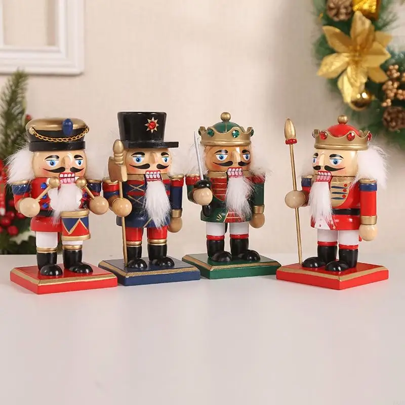 KX4B Christmas Nutcracker Soldier Ornaments 4pcs/set Birthday Wedding Holiday