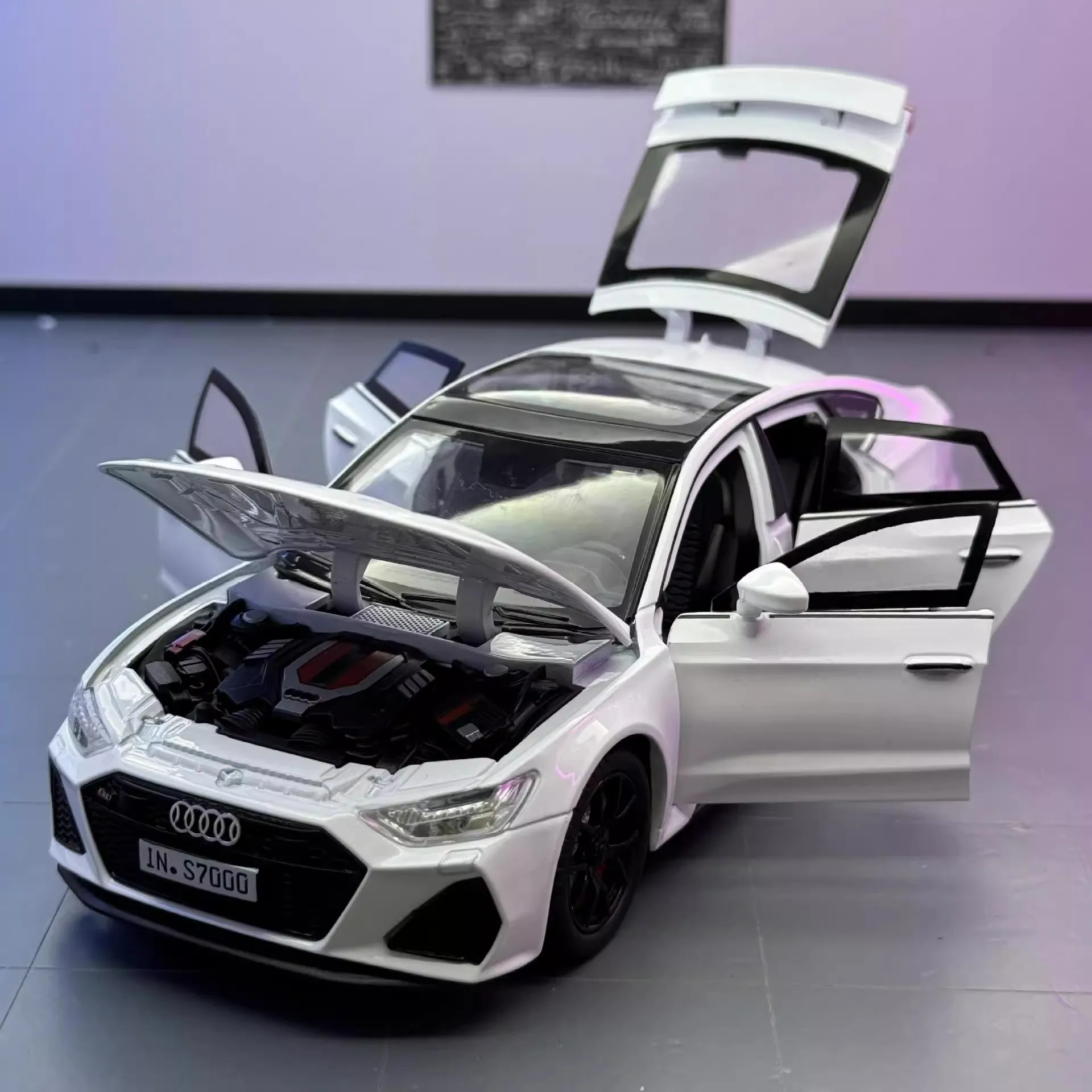 

1:24 RS7 Sportback, модель спортивного автомобиля из сплава, звуковой и свет, металлическая модель автомобиля, игрушки для детей, подарки для мальчиков