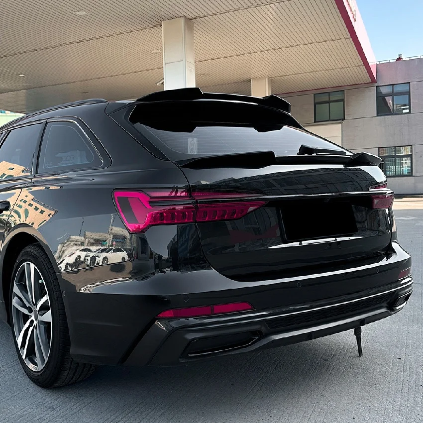 ل 2019-2024 أودي A6 C8 أفانت Allroad سبويلر خلفي منتصف سبويلر الجذع الجناح الشفاه الخلفي الأوسط سبويلر مجموعة اكسسوارات السيارات