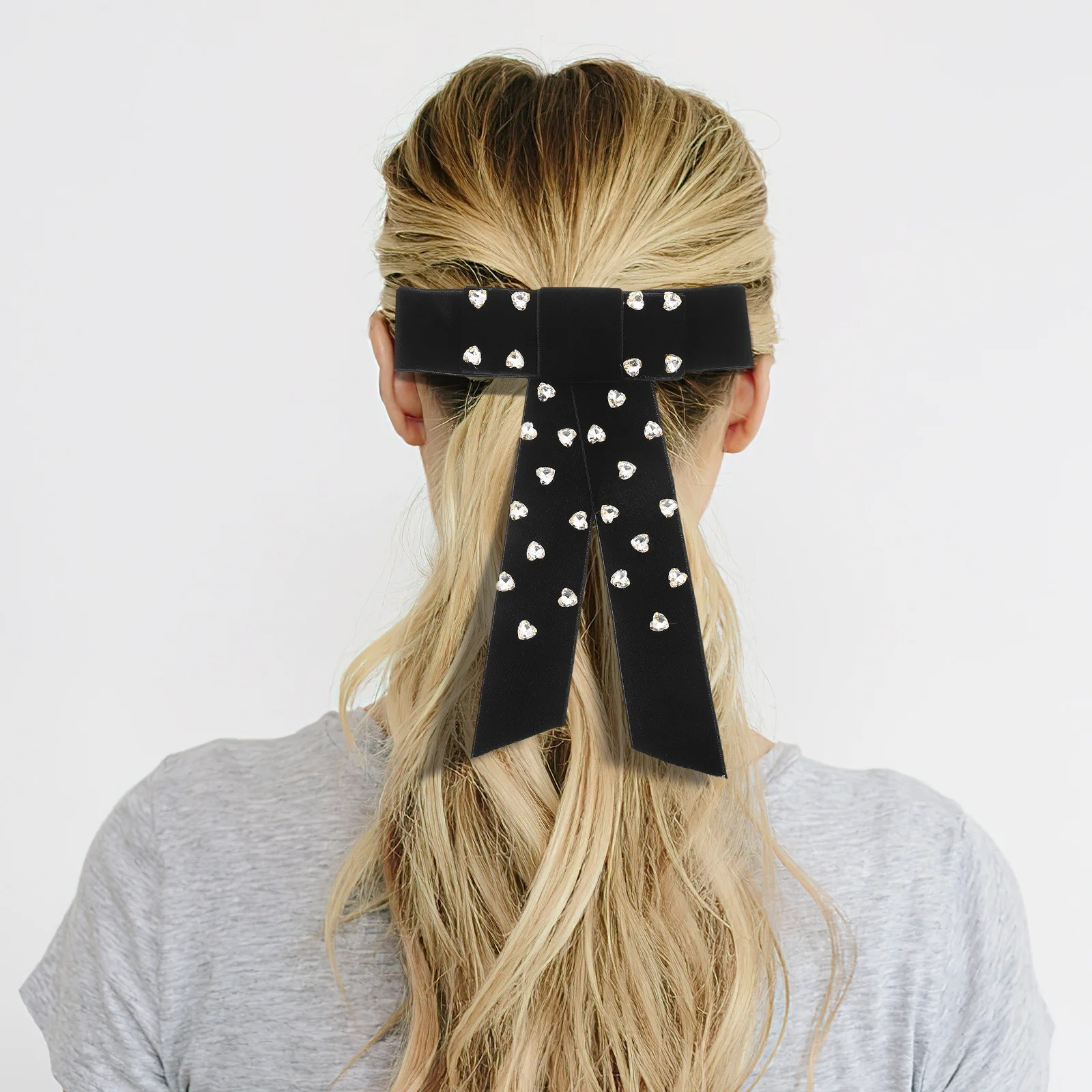 

Rhinestone Bow Hair Clip Spring Snap Headwear Stylish Hair Barrette for Women Big Bow Accessory Party Ponytail Styling