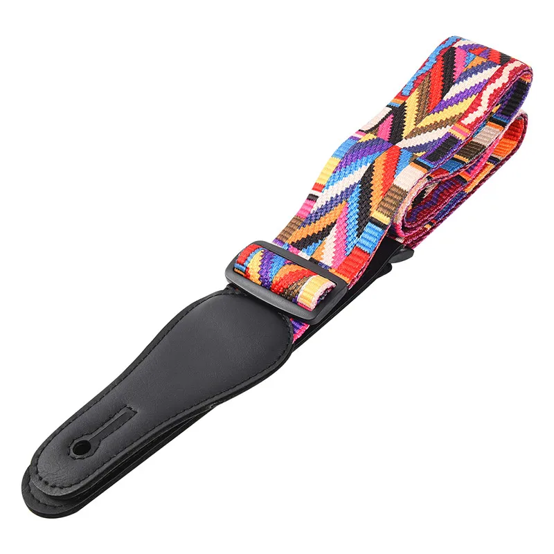 HOT Adjustable Colorful Nylon Guitar Strap, Multi-Color Guitar Belts, Colorful Printing, Bass, Electric Guitar Accessories