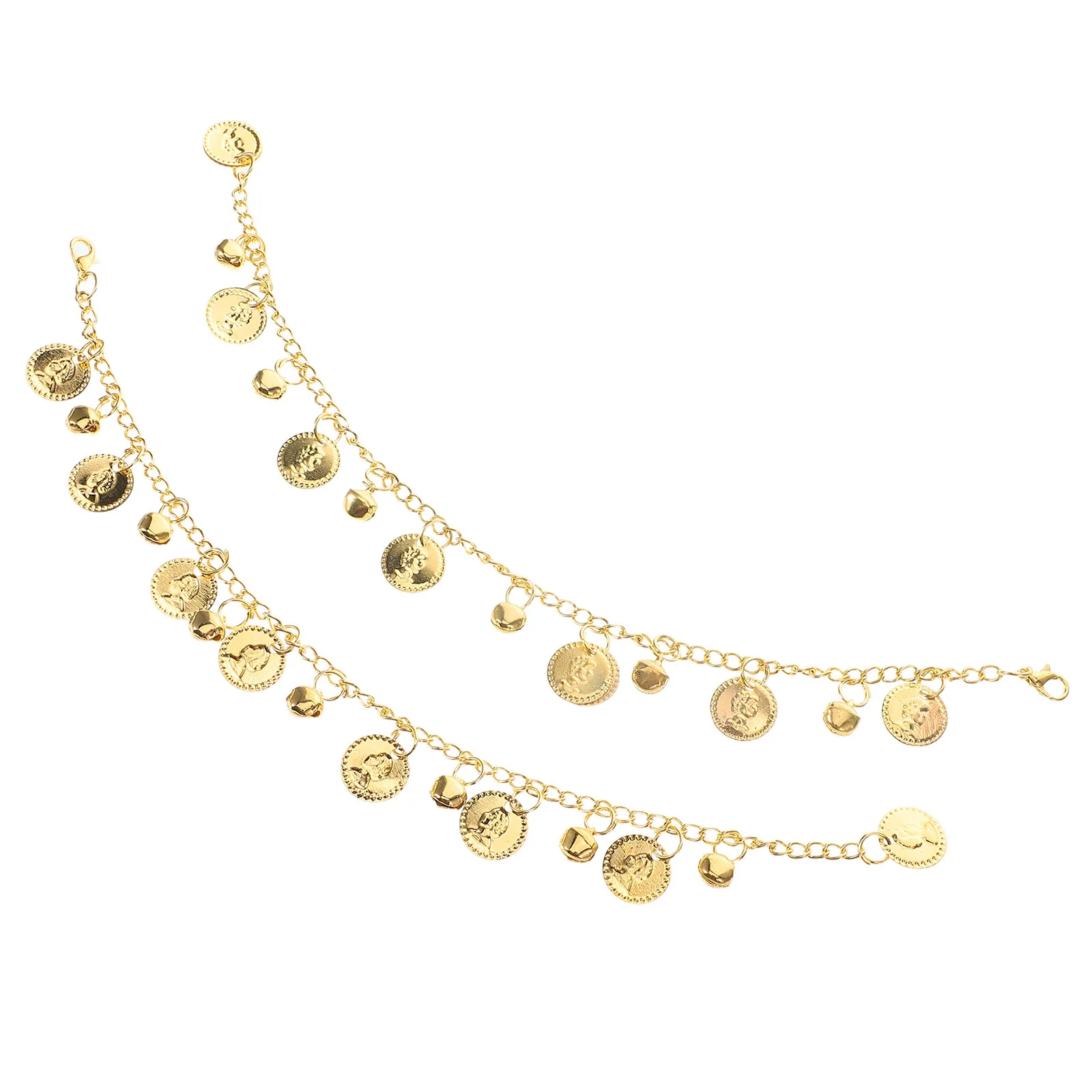 

1 Pair Belly Ankle Bracelets With Coins Golden Anklet For Women Boho Dance Costume Accessories Foot Chain Barefoot Sandals Belly
