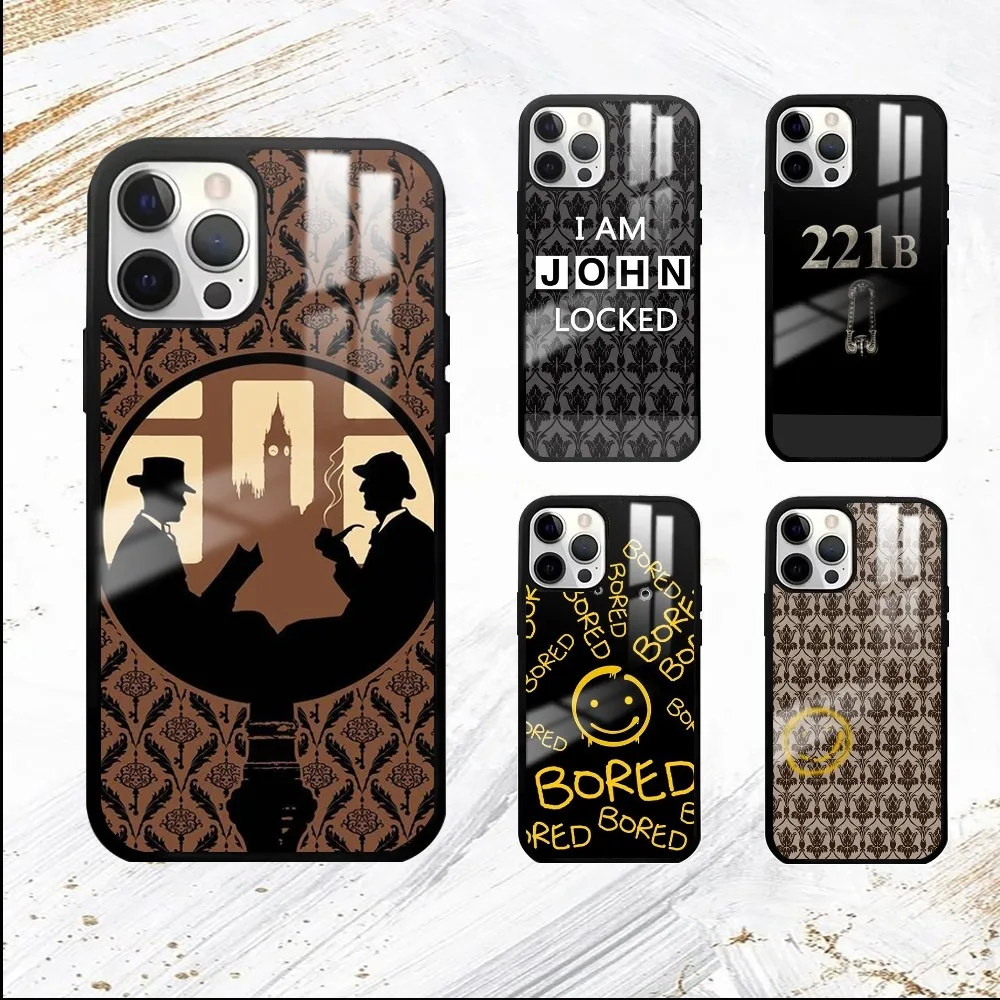 221B TV S-Sherlock H-Holmes Phone Case For iPhone 16 15 14 13 12 11 Pro Max Plus Mini PC Fashion High Quality mirror phone case