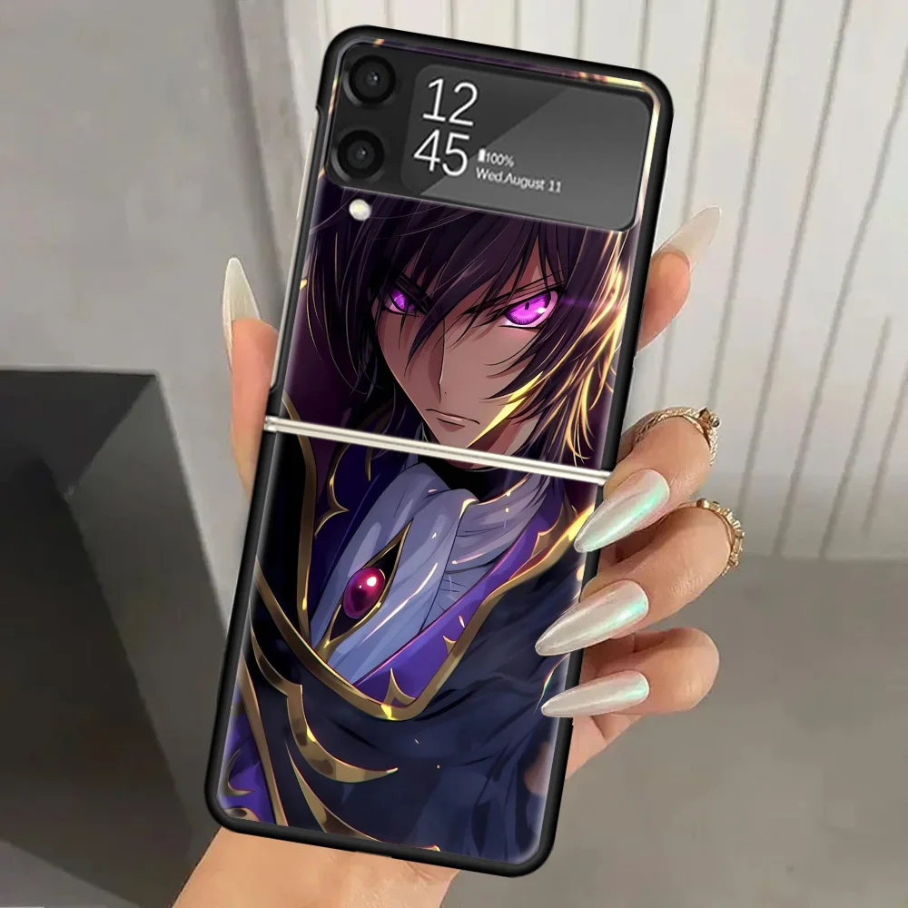 Code Geass Anime Hard PC Back Phone Case for Samsung Galaxy ZFlip 6 5 Z Flip 4 ZFlip6 Z Flip6 5G ZFlip4 Flip3 Zflip5 Cover