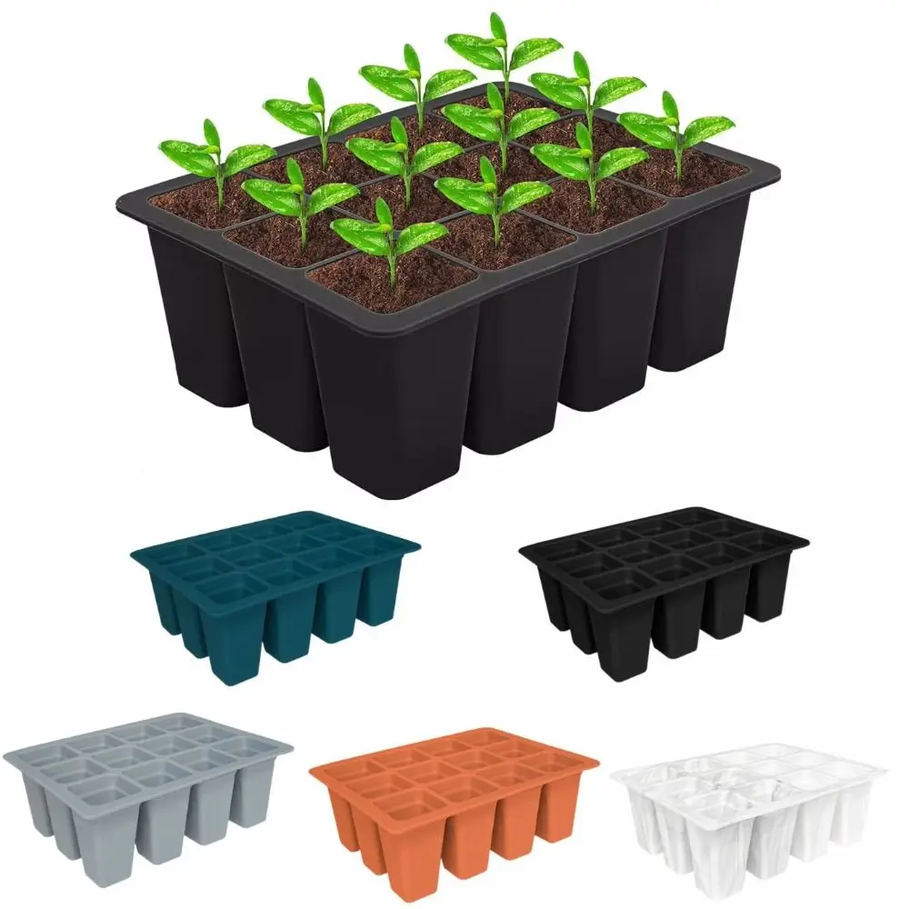 

Garden Supplies with Drain Holes Seed Starting Tray Reusable Silicone Garden Nursery Box 12 Cell Seedling Pot