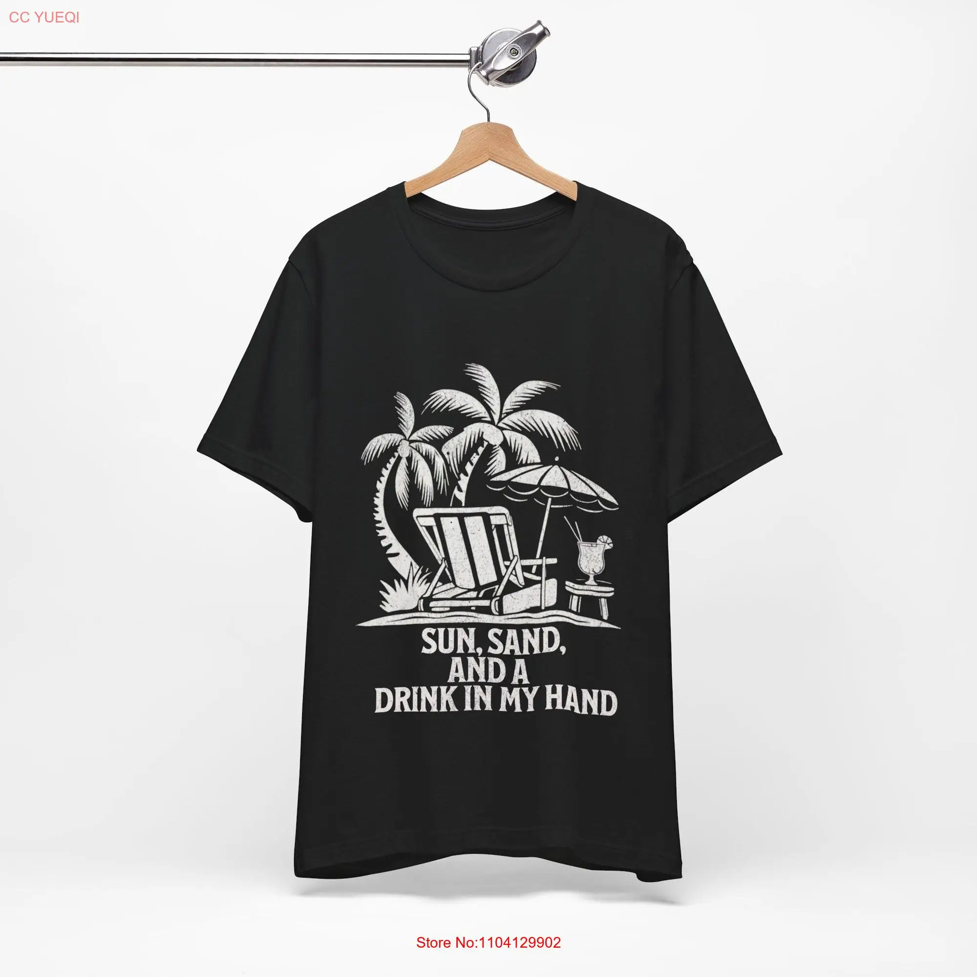 Beach Themed T Shirt Sun Sand Drink Quote Tropical Summer Vacation long or short sleeves