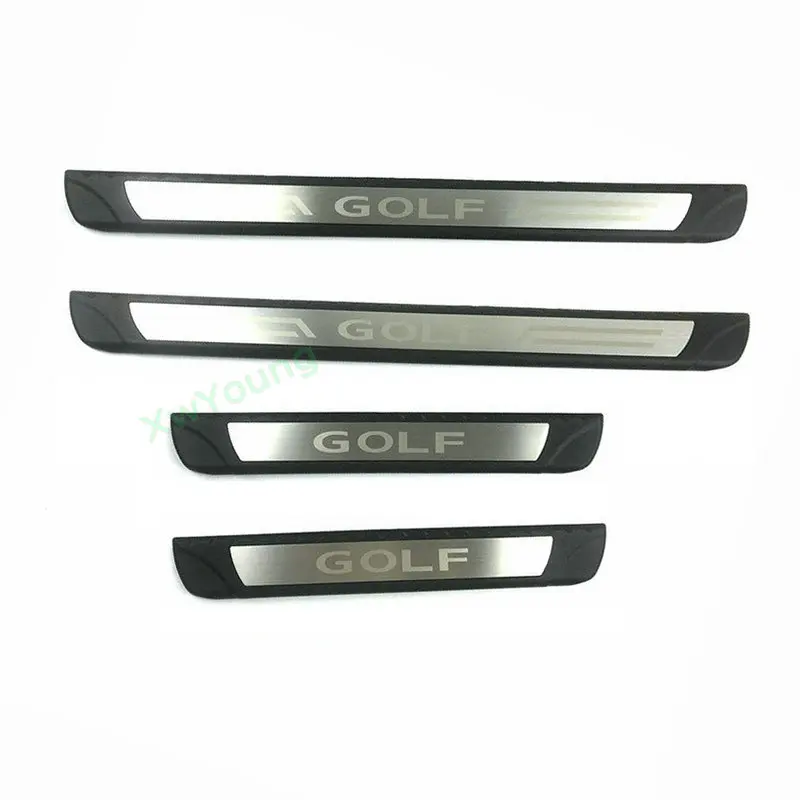 

4PCS ABS Plastic And Stainless Steel Car Door Sill Pedals Scuff Plate Cover For 2014-2019 Volkswagen VW Golf 7 MK7