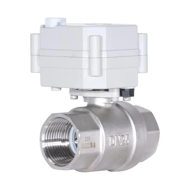 2 طريقة 1 بوصة DN25 الفولاذ المقاوم للصدأ صمام كرة الماء بمحرك DC12 DC24V
